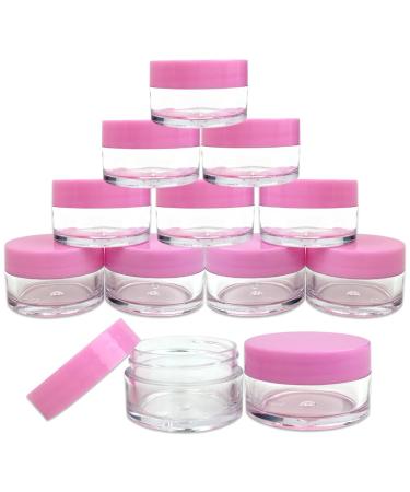 Beauticom 12 Pieces 20G/20ML Round Clear Jars with Pink Lids for Lotion Creams Toners Lip Balms Makeup Samples - BPA Free