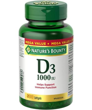 Nature's Bounty Vitamin D3 (1000IU 500 Softgels) and Vitamin B12 (1000mcg 100 Tablets) Bundle - Buy Online on SooperMarket.com