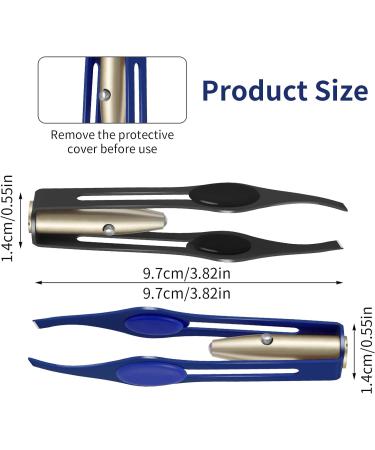 Fuyamp 2Pcs LED Lighted Tweezers Set - Stainless Steel Precision Tools for Hair Removal, Eyebrows, and Eyelashes - Perfect for Men and Women (Black+Blue) - Buy Online on SooperMarket.com