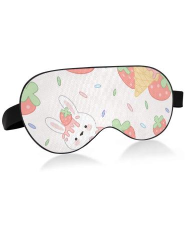 Haskirky Light Blocking Eye Mask Breathable and Adjustable Adult Men and Women Travel on Business Trips Yoga Meditation Light Smooth Comfortable Eye Mask Office Deep Sleep Goodies Strawberry Ice Cr