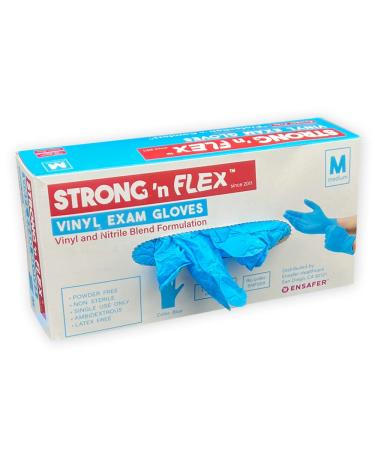 STRONG 'n FLEX Nitrile-Vinyl Blend Exam Gloves Non-sterile Latex & Powder Free (Box of 100 Gloves) X-Large