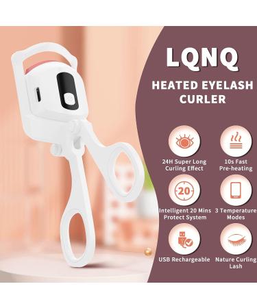 Heated Eyelash Curler - USB Rechargeable, Digital Display, 3 Temperature Settings - White - Buy Online on SooperMarket.com