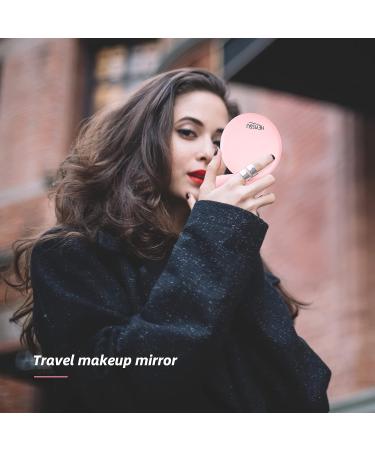 HEYISSU LED Compact Mirror 10X Magnifying Travel Makeup Mirror with Light - Pink 3.5 inch Pocket Purse Handbag Mirror - Buy Online on SooperMarket.com
