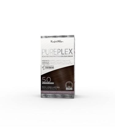 Knight & Wilson PurePlex Natural Brown Permanent Hair Colour Dye. Protect Restore and Nourish with Aminofix. 5.0 Natural Brown. 100% Grey Coverage. 5.0 Natural Brown 1 count (Pack of 1)