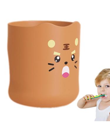 gooch Kids Toothbrush Cup with Handle 300ml Cartoon Water Cup Mouth Rinse Cup - Adorable Bathroom Cup Smooth Kids Cup for Boys Girls Toothbrush Little Tiger
