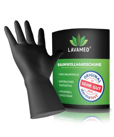 LAVAMED Dermatest: Very good black cotton gloves as protective gloves - cotton gloves made of 100% pure cotton (6 S)