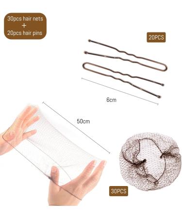 Shakeel 30pcs Invisible Hair Nets for Buns + 20pcs U Shape Hair Pins | Mesh Ballet Bun Nets in Brown for Women and Girls - Buy Online on SooperMarket.com