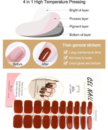 Kalolary 20PCS Dark Red Gel Nail Polish Strips - Self-Adhesive Wraps with File and Stick | UV/LED Lamp Required - Buy Online on SooperMarket.com