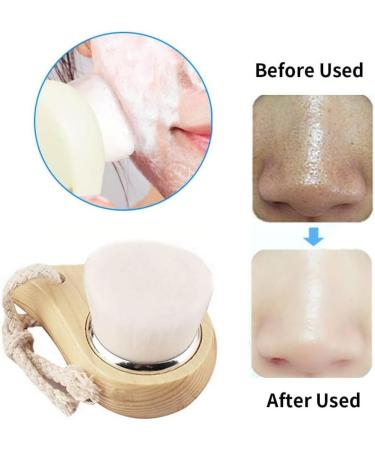 Facial Cleanser Brush with Wood Handle Cleansing Soft Bristle Face Care Clean Tool for Women Men Facial Cleanser Brush - Buy Online on SooperMarket.com