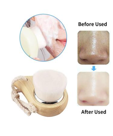 Facial Cleanser Brush with Wood Handle - Soft Bristle Face Care Tool for Men & Women | Gentle Cleansing & Skincare - Buy Online on SooperMarket.com