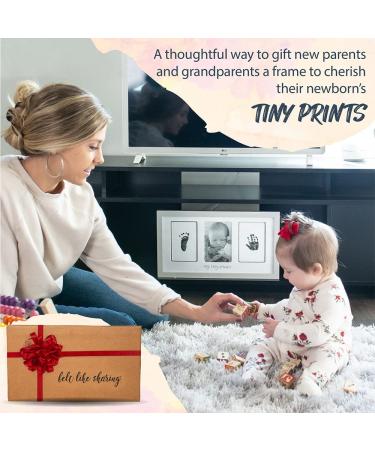 My Tiny Prints Newborn Baby Handprint and Footprint Kit - Baby Keepsake Frame with Ink Pad - Baby Shower Gift - 17 x 9.5 - Gray - Buy Online on SooperMarket.com