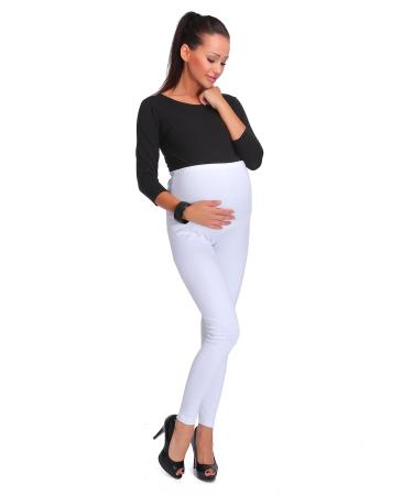 SOFTSAIL Womens Maternity Leggings Thick Cotton Pregnancy Fleece Pants PREG28 20 White