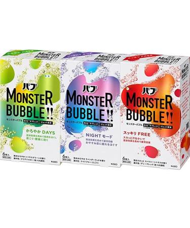 Babu Bath Salt Monster Bubble 18 Tablets Assortment(Scent of Spicy Citrus/Lavender Wood/Citrus Green)