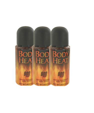 Bod Man Body Heat Sexy X2 Fragrance Body Spray 4 oz Men (Pack of 3)