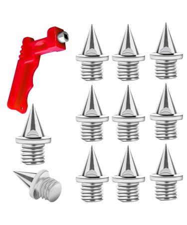 Savita 6mm Track Spike with 1 spike key robust replacement for cross -country skiing spikes pyramid spikes for running shoes sports shoes jogging (silver) silver red 50