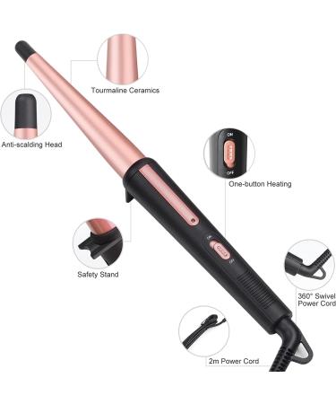 Rose Gold Tapered Curling Wand 13-25MM - Professional Ceramic Hair Curler with Heat-Resistant Glove - Buy Online on SooperMarket.com