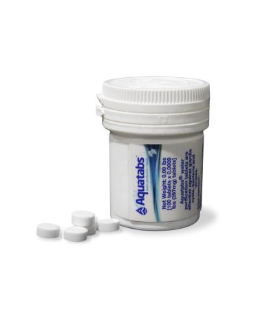 Aquatabs 397mg Water Purification Tablets (100 Pack). Water Filtration System for, Camping, Boating, Emergencies, Survival, RVs, and Marine-Use. Easy to Use Water Treatment and Disinfection.