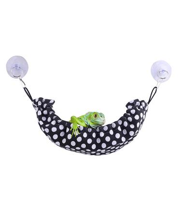 SKUDA Bearded Dragon Hammock Lounger Hammock for Bearded Dragon | Reptile Geckos Nest Bed Bearded Dragon Accessories Geckos Reptile Bearded Dragons Black Dots (Canvas)