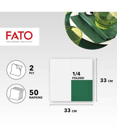Fato Disposable Paper Napkins - 50 Count Forest Green 33x33cm 4-Folded 2-Layer Eco-Friendly Ideal for Lunches & Buffets - FSC Certified - Buy Online on SooperMarket.com