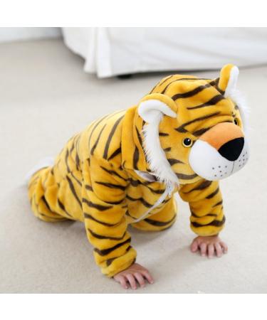 Baby Hooded Rompers - Winter Flannel Jumpsuit Pajamas for Infants (3-6 Months) | COOKY.D Tiger Design - Buy Online on SooperMarket.com