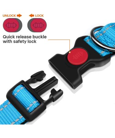 Taglory Soft Padded Neoprene Dog Collar for Medium Dogs - Adjustable Reflective Sky Blue - Perfect for Training - 1-Pack - Buy Online on SooperMarket.com