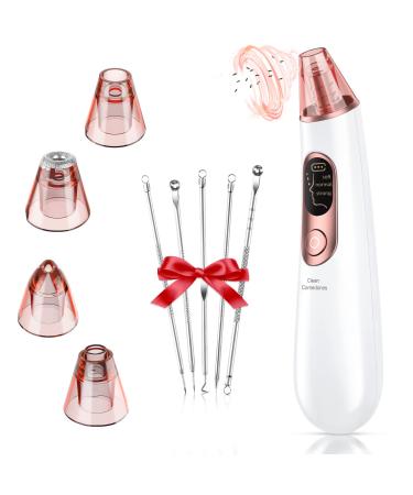 Blackhead Remover Pore Vacuum - LED Screen & USB Rechargeable Facial Pore Cleanser Acne Comedone Whitehead Extractor with 3 Suction Power & 4 Probes Black Head Remover Suctioner for Women & Men