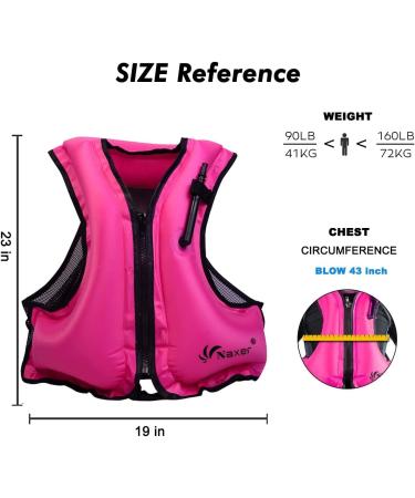 NAXER Inflatable Snorkeling Vest for Adults - Easy Swim & Paddleboarding - Rose - Buy Online on SooperMarket.com