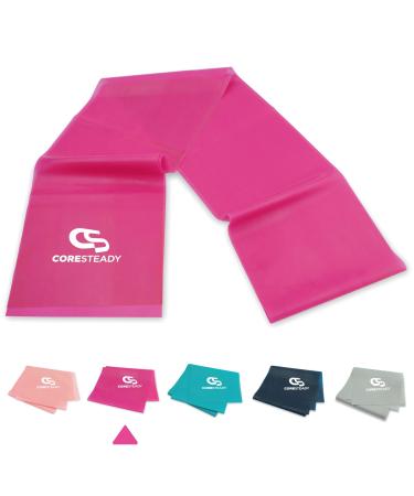 Coresteady Resistance Band For Men & Women - Exercise Band to Build Strength Flexibility Muscle & Tone - For Fitness Stretching Pilates Physio & Yoga - With Exercise Guide 2. MAGENTA 2 Metre