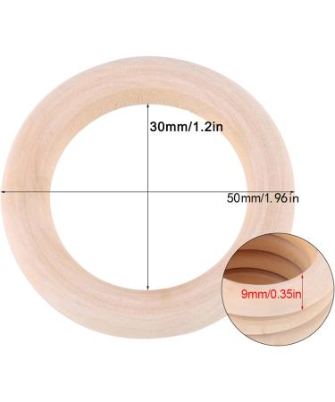 50 Unfinished Natural Wood Rings - 50mm DIY Craft Accessories for Jewelry Bracelets & Garlands - Buy Online on SooperMarket.com
