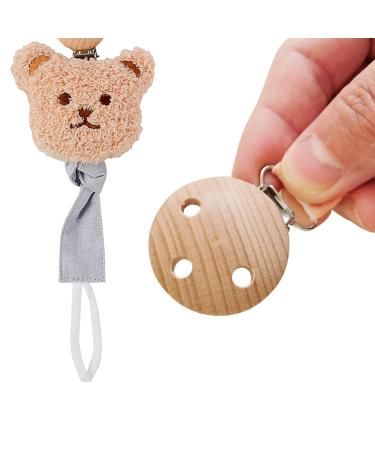 Soft Cotton Pacifier Chain with Clip | Bear Brown Pacifier Holder for Boys and Girls | Fits Baby Teethers and Toys | Perfect Gift Idea - Buy Online on SooperMarket.com