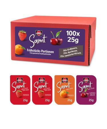 Schwartau including portions mix-box jam portion shells (50 x strawberry 25 x apricot 25 x two cherry) large pack 100 x 25g with mix box