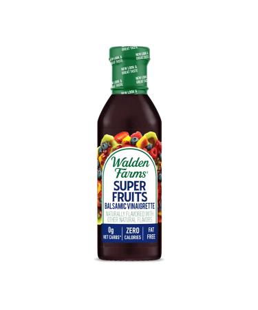 Walden Farms Super Fruits Balsamic Vinaigrette Dressing 12 oz. Bottle - Sweet and Tangy, Vegan, Kosher & Keto Friendly, Dairy Free, 0g Net Carbs - Topping for Traditional Salads, Sandwiches and More