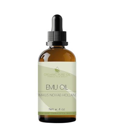 Australian Emu Oil - 7X Times Refined 4 oz Glass & Dropper – 100% Pure Refined Rendered Extra Strength Creamy Natural Premium Top Grade A for Hair Face Body Pain Joint Muscle Hair Nail Cuticles by OPO