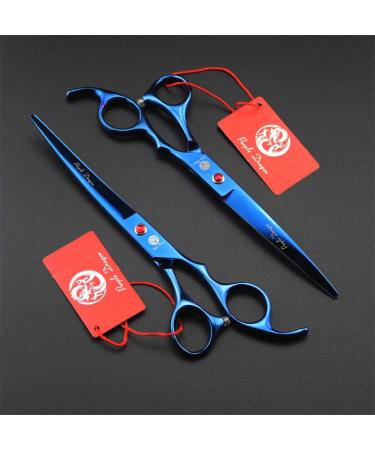 Purple Dragon PS02 Professional 7.0 inch 4PCS Pet Grooming Scissors Kit Japan Premium Steel Straight & Curved & Thinning Blade Dog Hair Cutting Shears Set with Case Blue - Buy Online on SooperMarket.com