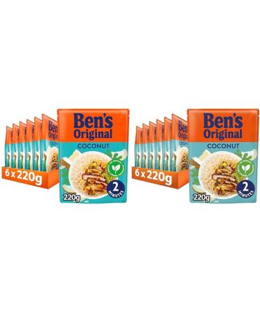 BEN'S ORIGINAL Coconut Microwave Rice Bulk Multipack 6 x 220g Pouches (Pack of 2)