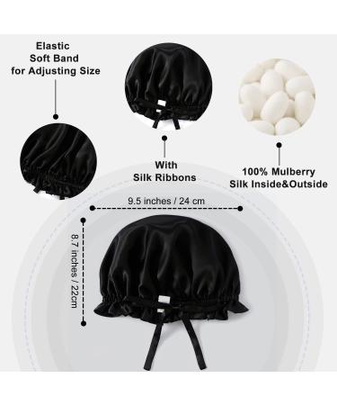 ZIMASILK 100% Mulberry Silk Bonnet for Women Hair Care - Natural Silk Hair Wrap for Sleeping - Elastic Stay On Head - Black (1Pc) - Buy Online on SooperMarket.com