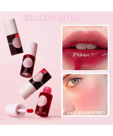 2 Colors Lip Tint Stain for Cheek & Lip | Long Lasting Glossy Korean Mini Liquid Lipstick - #01 APPLE & #03 WATERMELON - Buy Online on SooperMarket.com