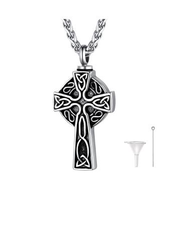 U7 women cremation urn necklace for ash cycle of life/Celtic knot/dog feet/wing/crucifix/cylinder urn chain stainless steel pendant chain fire burial jewel