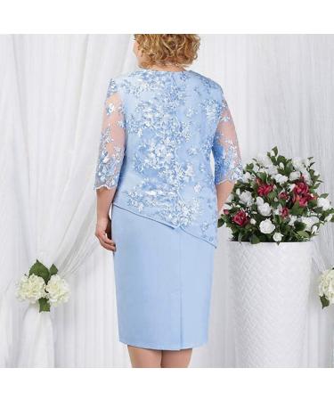 Womens Plus Size Floral Lace Sheath Dress - Knee Length Work Casual Party Cocktail (XXXL Blue-1) - Buy Online on SooperMarket.com