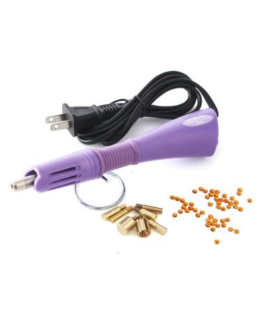 Hotfix Rhinestone applicator 7 in 1 Professional Iron-on Hot Fix Wand Crystal Gem Rhinestone Heat-fix Tool (Purple)