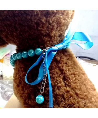 RayMinsino Dog Cat Necklace - Adjustable Blue Collar with Pearl Bone Pendant for Small Pets - Buy Online on SooperMarket.com