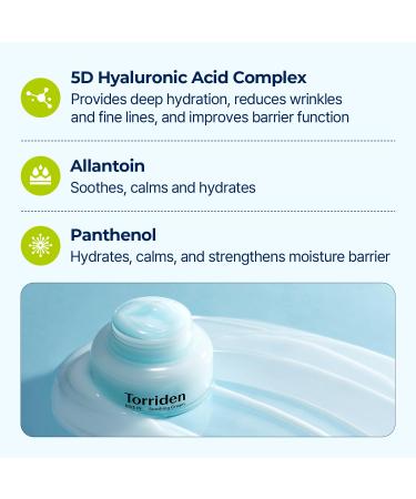 Torriden DIVE-IN Hyaluronic Acid Soothing Cream 3.38 fl oz | Best Facial Moisturizer for Sensitive Dry Skin | Fragrance-free Vegan Cruelty-Free - Buy Online on SooperMarket.com