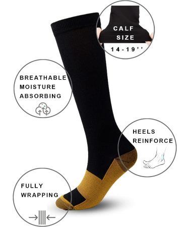 Sainberth 4 Pairs Copper Compression Socks 15-20mmHg for Men and Women - Black Athletic Support Stockings 8-14 - Buy Online on SooperMarket.com