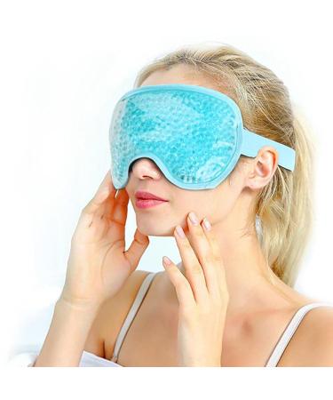 Cooling Eye Cover | Reusable Gel Bead Eye Mask for Dark Circles & Puffiness | Durable Hot Cold Compress for Eye Care | Sleep Mask "Sky Blue - Buy Online on SooperMarket.com