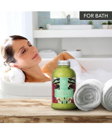 Premium Eucalyptus Bathing Salt 600g - Relaxation & Stress Relief with Natural Sea Salt & Essential Oils - Ideal for Sleep Cold Relief & Swim Additive - Buy Online on SooperMarket.com