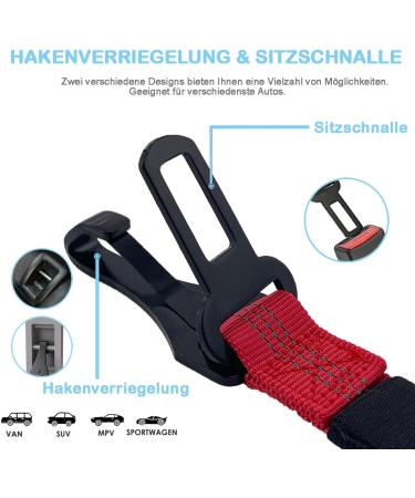 Leopets Dog Seat Belt for Car | Universal Fit for All Dog Sizes 30cm - 90cm | Safety Carabiner & Reflective Design - Red - Buy Online on SooperMarket.com