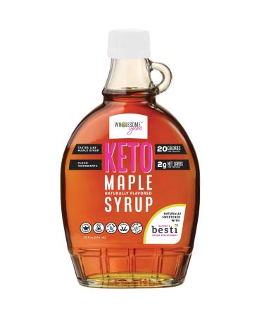 Wholesome Yum Keto Maple Syrup - Sugar Free Pancake Syrup With Monk Fruit & Allulose (12 fl oz) - Naturally Sweetened & Flavored Non GMO Low Carb Gluten-Free Vegan