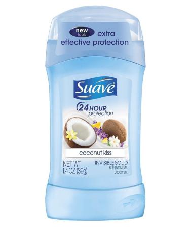 Suave Deodorant 1.4 Ounce 24Hr Coconut Kiss Invisible Solid (41ml) (2 Pack) Coconut 1.4 Ounce (Pack of 2)