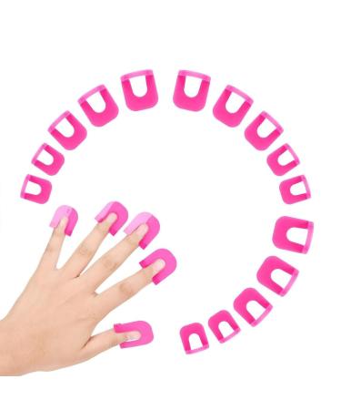 DHWEKU 26PCs nail polish template reusable nails edge skin barrier kit 10 sizes nail art paint protection top protection nail art basic tool accessories (rose red)