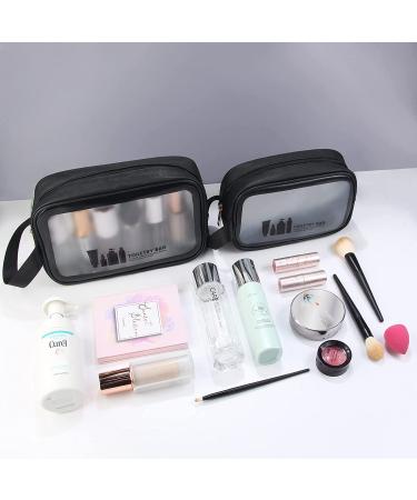 MAANGE Translucent Waterproof Toiletry Bag Set for Women and Men - 2 PC Makeup Organizer for Travel - Medium + Small Sizes - Buy Online on SooperMarket.com